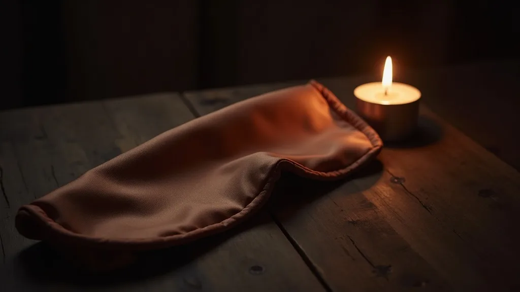 bandeau de soie plie sur noyer sombre pres d une bougie a Strasbourg